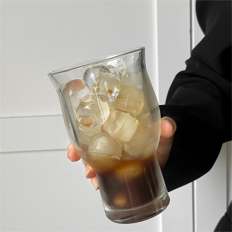 Wide Mouth Glass Cup, Multipurpose Transparent Glass for Coffee, Juice, Beer, Water, American Style Daily Drinking Tumbler