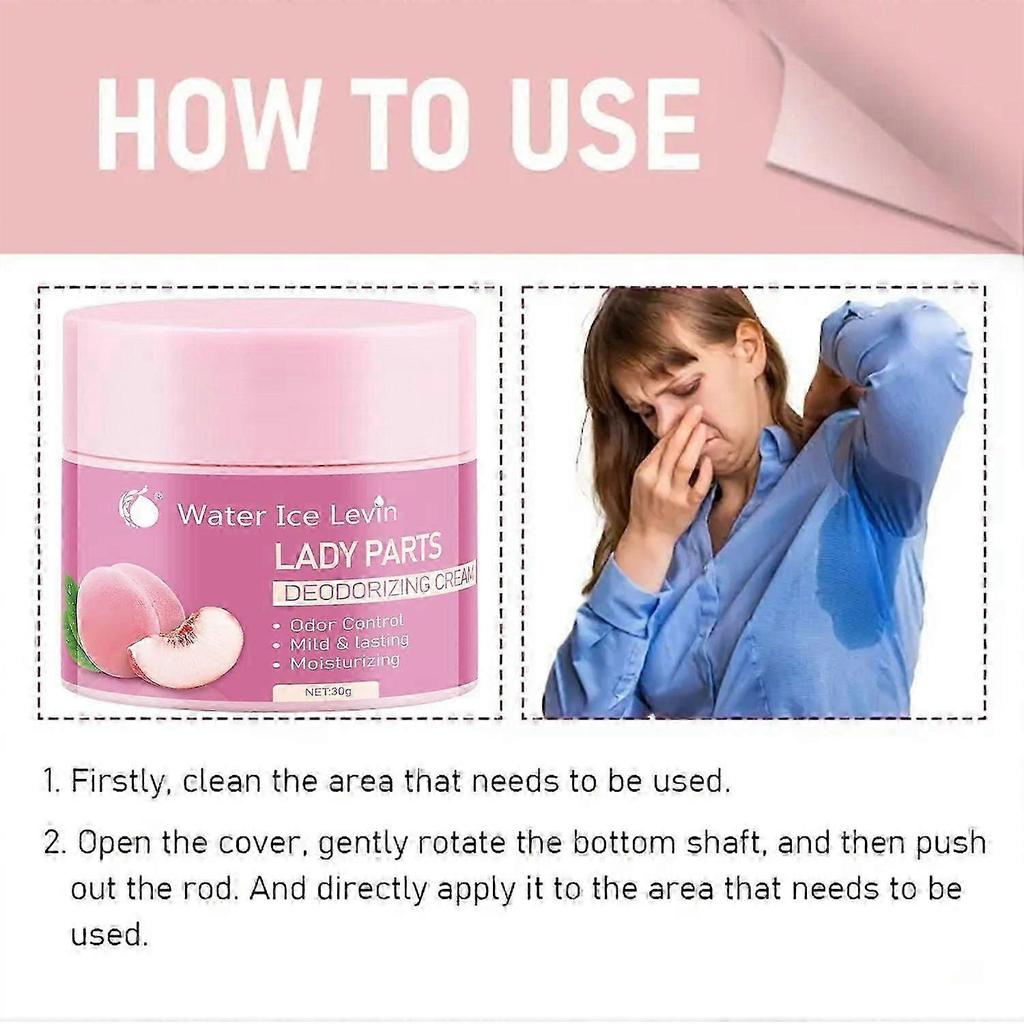 Peach-Scented Deodorant Cream for Underarms & Sensitive Areas, Moisturizing & pH Balanced FormulaOdor ControlMild & Lasting