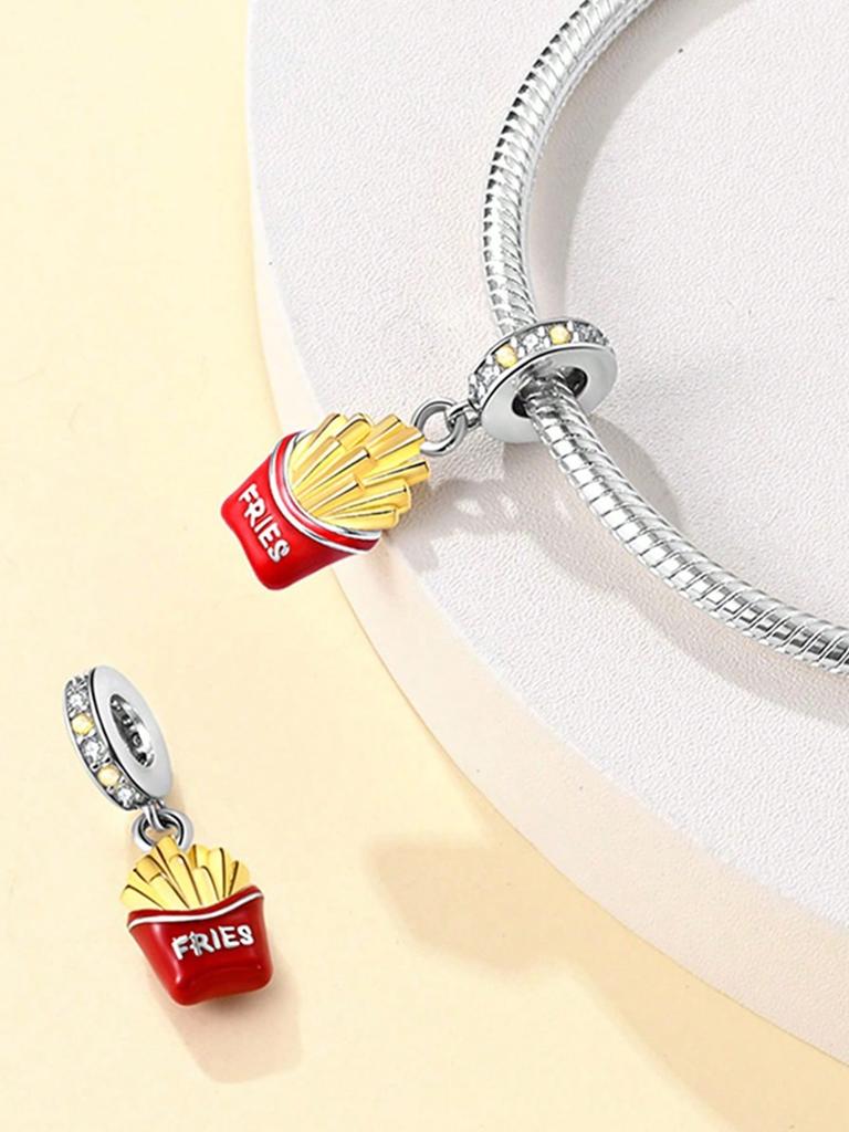 Charms Plata Copper Colors Delicious Food Pizza Roast Chicken Bead Pendant For Original Bracelet For Women Diy Jewelry Love Gift