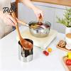 Organizador de Tapas de Ollas para Encimera de Cocina de Acero Inoxidable y Estante para Cucharas, Soporte Vertical 2 en 1 para Utensilios de Cocina, Ahorra Espacio en la Encimera