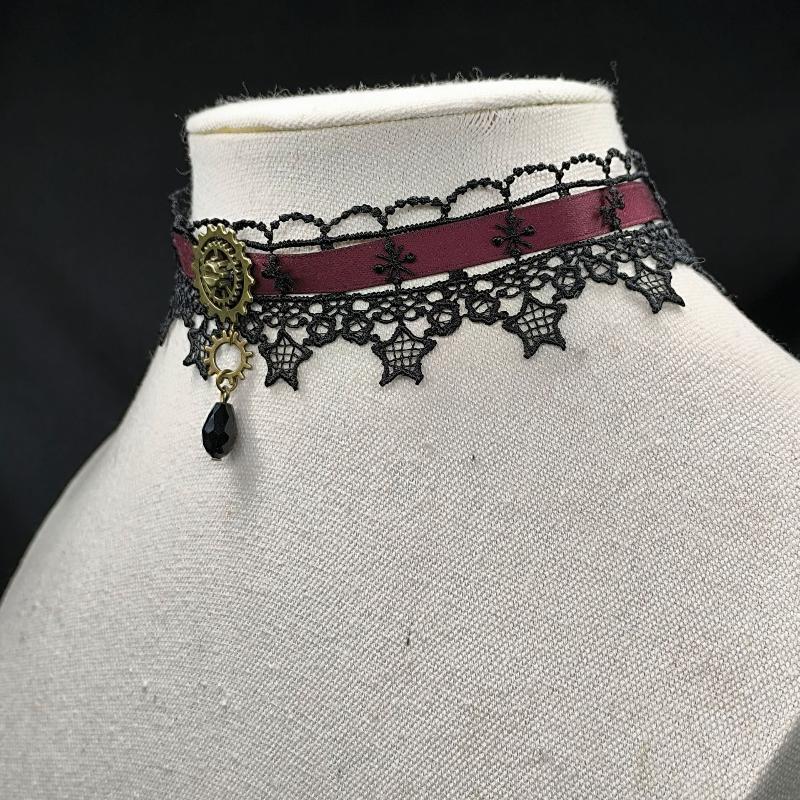 

Готическое панк стимпанк ожерелье Рождественская лента кружевной чокер ошейник A4