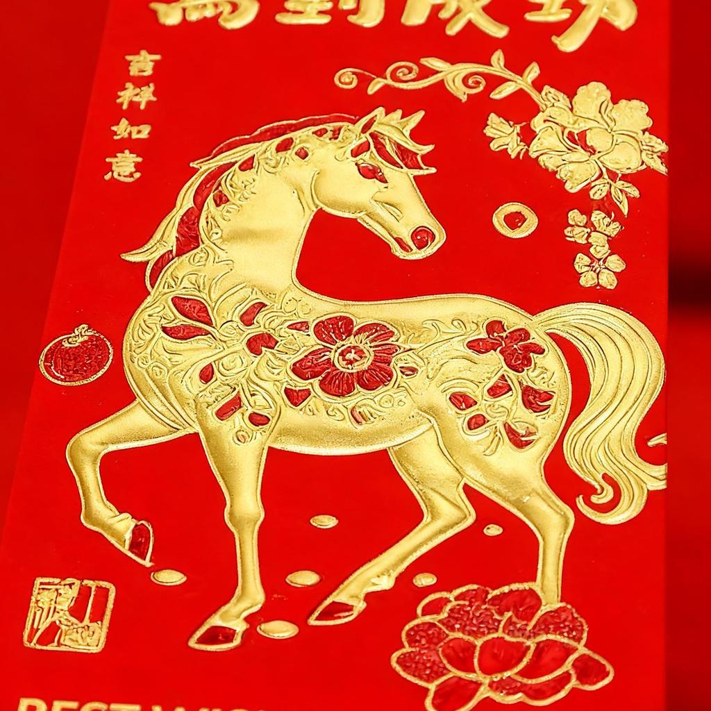 Year of the Horse Red Envelopes 6 Pieces Holiday Party Supplies Spring Festival Red Packets for Event Planners Wedding Birthday