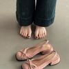 French temperament women's single shoes bow hollow bag head sandals 2025 spring new gentle and sweet back empty low heels