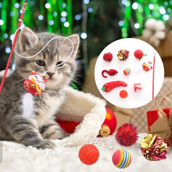 Buy 9Pcs New Year Pet Toy Combination Set Safe Scratch Resistant Cat