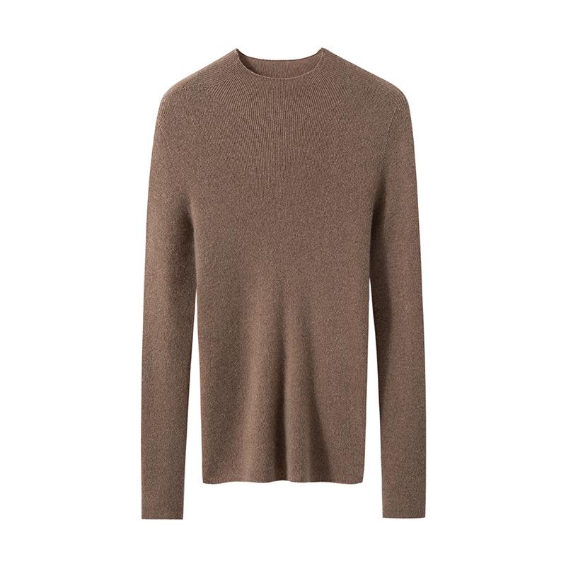 Women's Pure Cashmere Sweater - Half-High Neck, Slim Fit, Solid Color, Long Sleeve Pullover Knitwear, Perfect as a Base Layer for Autumn and Winter.