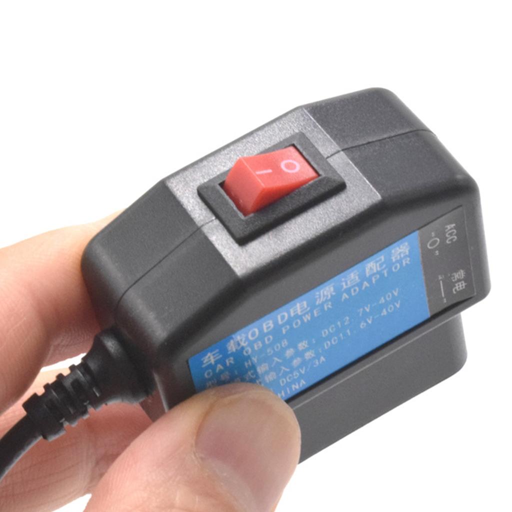 24Hours Parking Monitoring 5V 3A USB Car Charge Cable OBD Hardwire Kit With Switch 0.5meter Wire For Dash Cam Camcorder