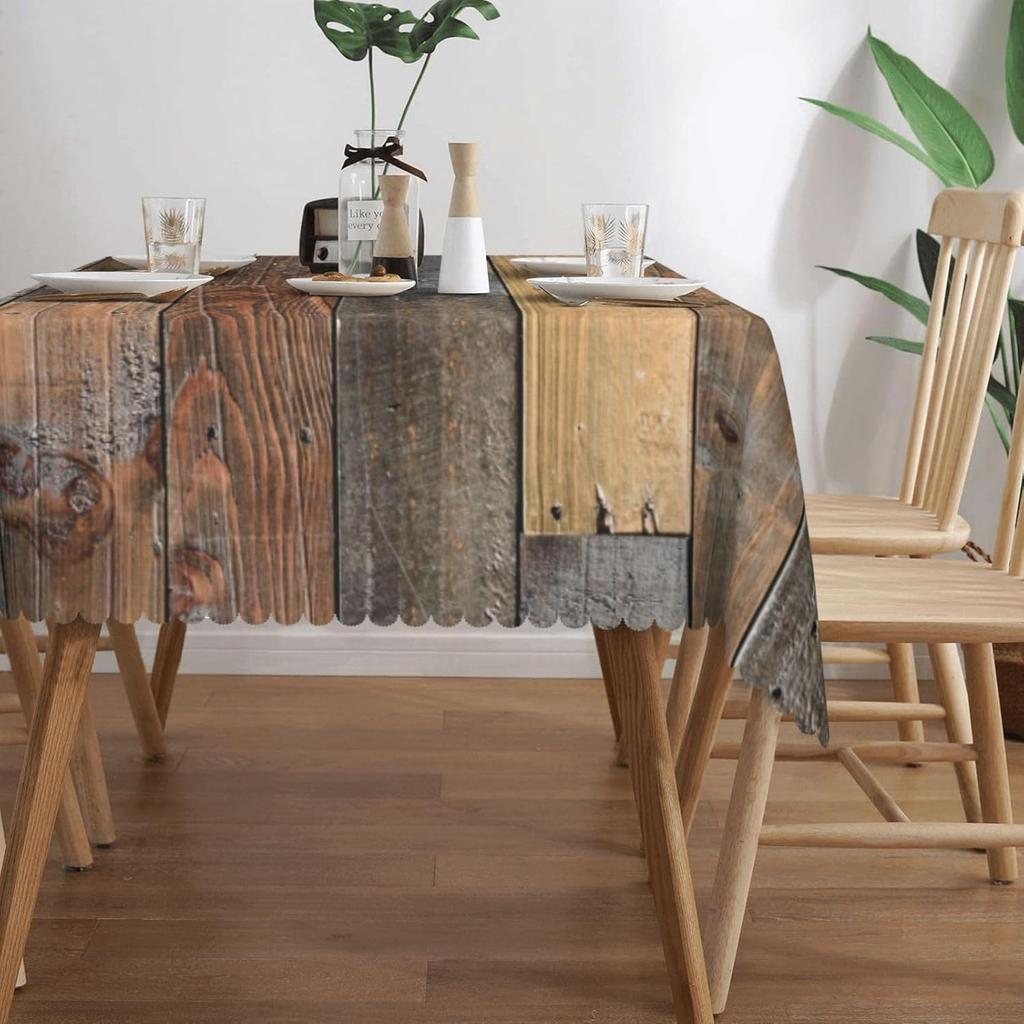 Vintage Wood Grain Rectangle Tablecloth Holiday Home Party Decor Washable Rustic Wooden Texture Table Cloths Kitchen Table Decor