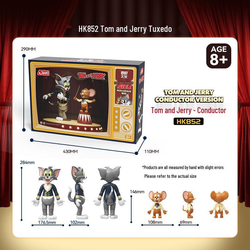 Jiaqi Cat and Mouse Classic Building Blocks - Hand-Painted Educational Toy Figures for Kids