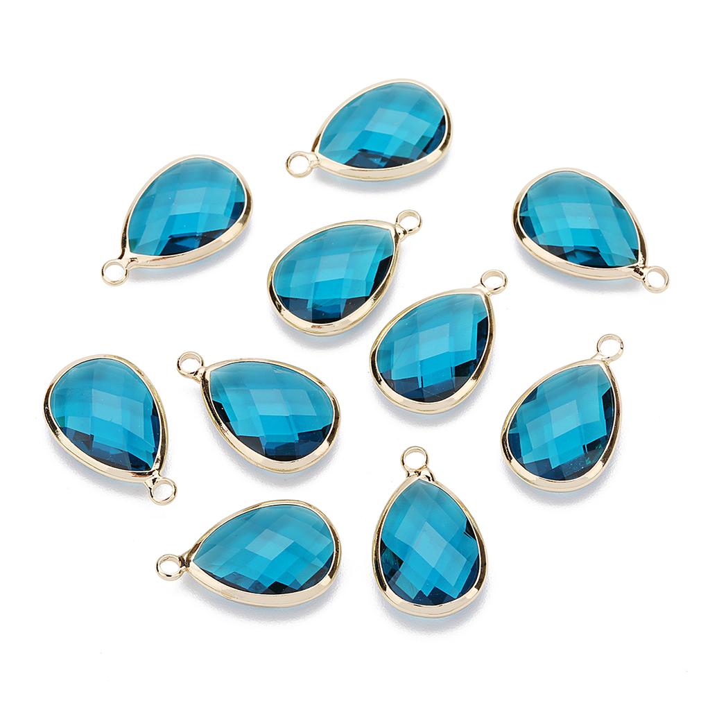 6pcs/Lot Teardrop Crystal Glass Pendant Birthday Stone Pendant Charms for Couples Bracelet Earrings Jewelry Making Supplies DIY