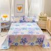 Pink Floral Bed Sheet Set Soft Cotton 4 Pieces Queen Botanical Bed Set, 8 Inch Deep Pocket Fitted Sheet, Flat Sheet, Pillowcases