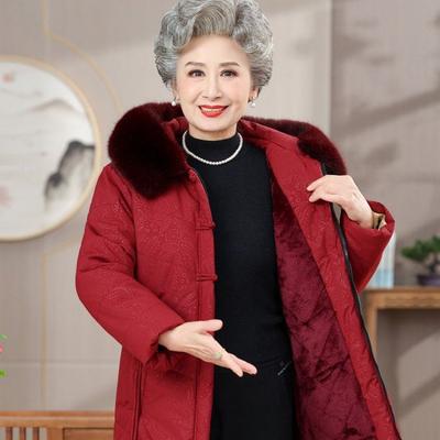Grandma Winter Padded Coat Piled and Thickened Year 0 Old Lady Padded Jacket Warm Middle Aged Mother Coat