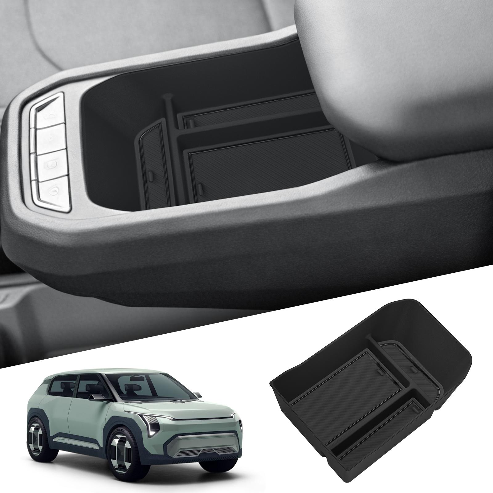 

for Kia EV3 2026-2026 Center Console Armrest Storage Box ABS Tidying Tray Organizer Car Accessories Black