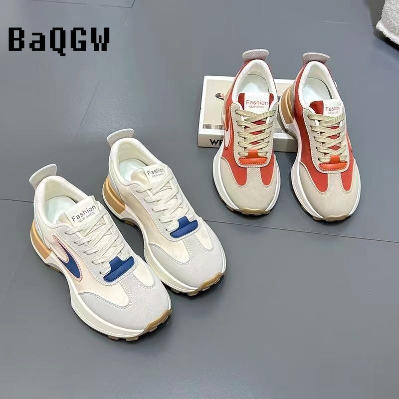 Couple Men Women Chunky Sneaker Running Shoes Fashion Casual Leather Fabric Breathable Height Increased Platform Sports Shoes
