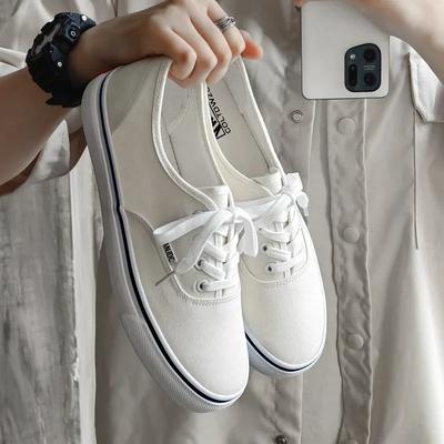 Men's Lace Up Vulcanize Shoes Tennis Footwear Casual Flats Canvas Sneakers Women Shoes Outdoor Solid Color Shallow Sports Shoes