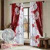 Set aus 2 eleganten roten festlichen Vorhängen mit luxuriösem Blumendruck für Esszimmer, Schlafzimmer, Wohnzimmer mit Stangentasche aus Polyester, ideal für
