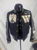 American Skull Knight Slim Fit Stand Collar Leather Baseball Jacket