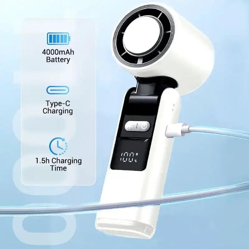 Handheld Fan with Flashlight Refrigeration USB Mini Portable Turbo Fan Electric Small Air Cooling Rechargeable Fan Amagi