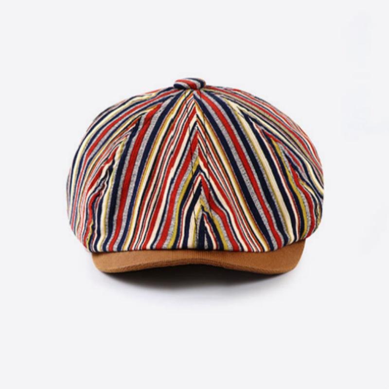 

NORTHWOOD All Seasons Striped Octagonal Retro Beret Hat for Women Men Baseball Hats Sun Outdoor Beret Cap 56-58 cm красный