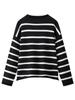 Autumn/Winter Retro Striped Round Neck Knit Pullover for Petite
