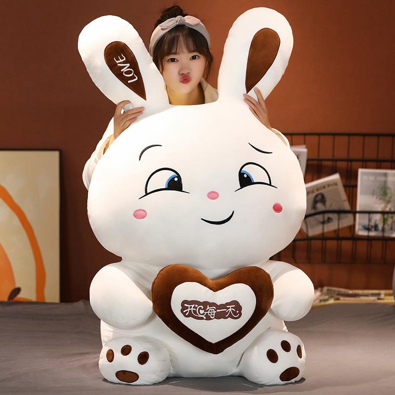 Heart Rabbit Doll Plush Toy Little White Rabbit Doll Children's Soothing Ragdoll Birthday Gift Gift