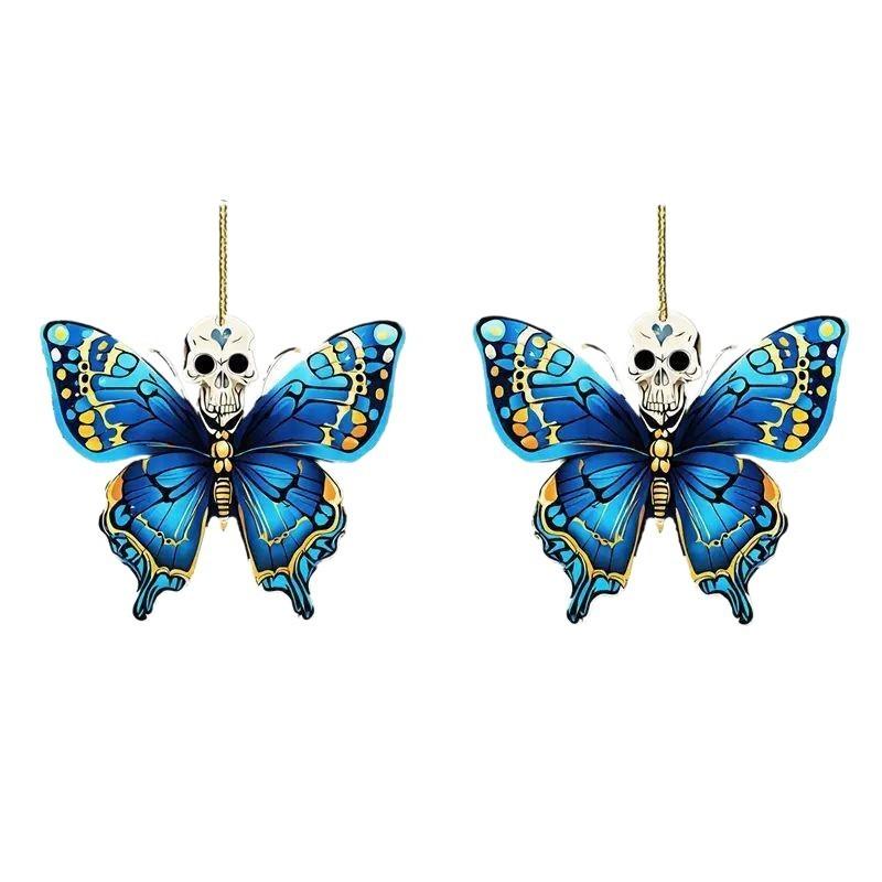 Horror Skull Halloween Butterfly Pattern Acrylic Pendant For Decor Holiday