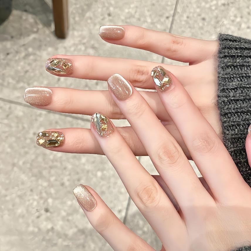 

Pack of 10 short cat eye nail pieces, finished ins wind fake nails, pure handmade manicure, handworn manicure xs [bagged]