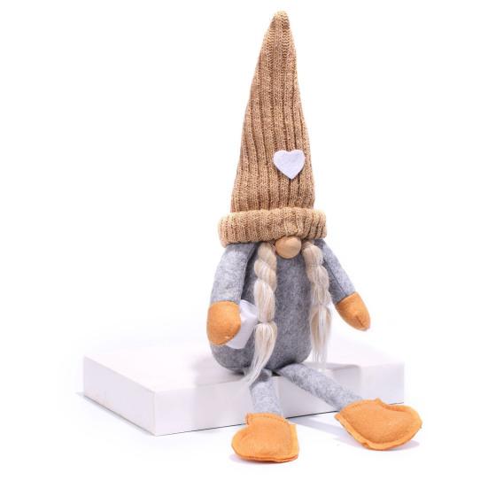 Year Round Decorative Figurines Christmas Gnome Plush Decoration with Long Legs, Faceless Handmade Fabric Cozy Winter Home Decor Doll