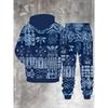Men's 3D Full Body Digital Print Sweatshirt Set Drawstring Hoodie+ Drawstring Sweatpants 2pcs Set