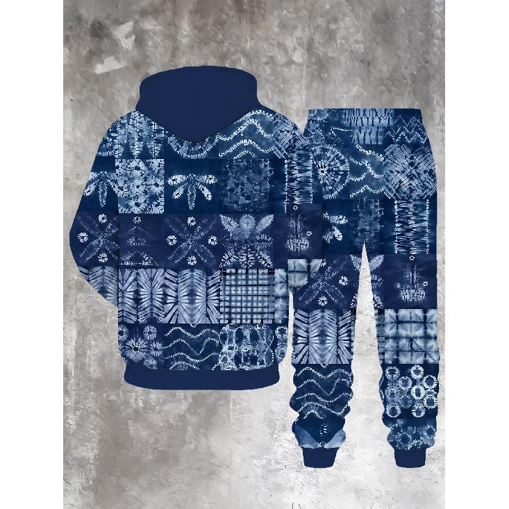 Men's 3D Full Body Digital Print Sweatshirt Set Drawstring Hoodie+ Drawstring Sweatpants 2pcs Set