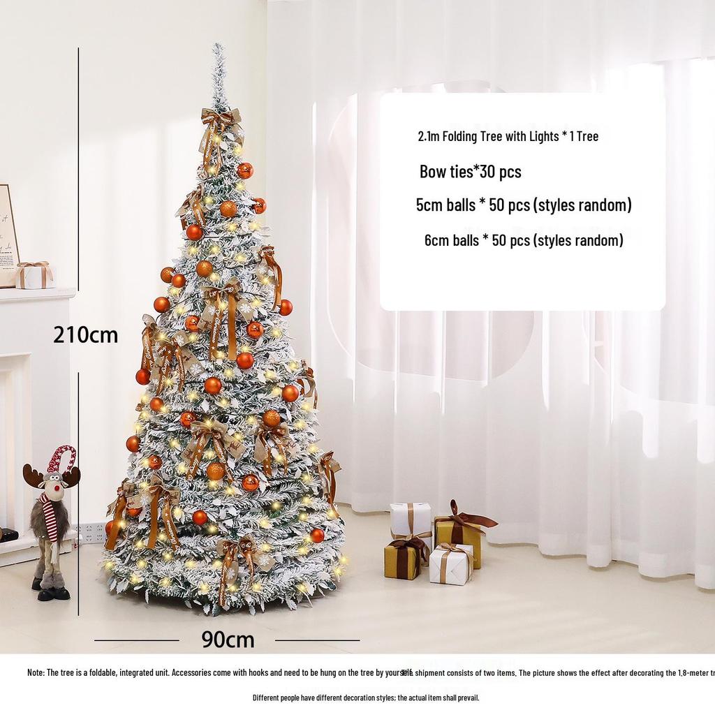 Luminous 1.8m Flocked Snow-Falling Retractable Christmas Tree for Home or Mall Decoration