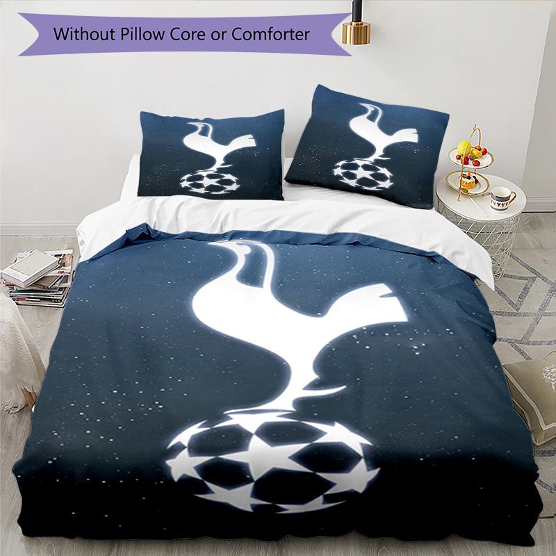 Tottenham Hotspur F.C Design Muster Bettbezug-Set – enthält 1 Bettbezug und 2 passende Kissenbezüge Schlafzimmerdekoration Weihnachtsgeschenke