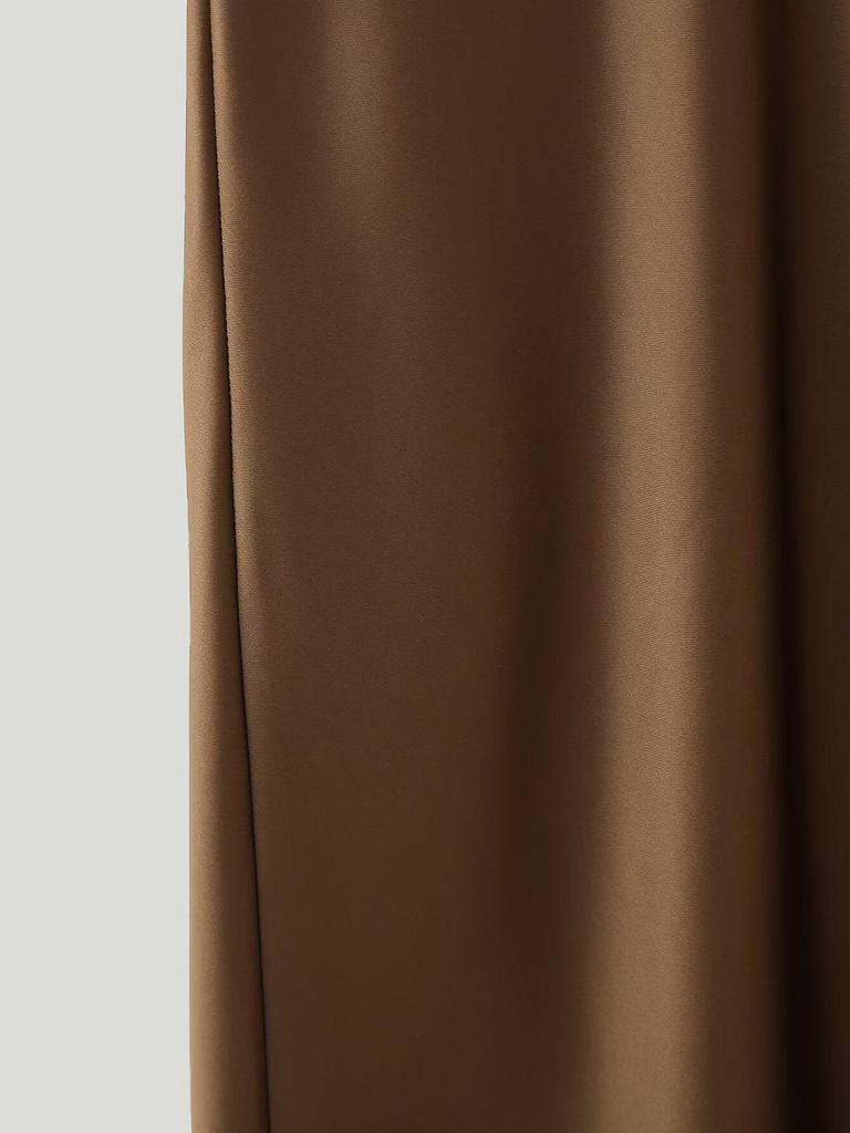Women's Spring 2025 European & American Style Backless Silk Satin Midi Dress
