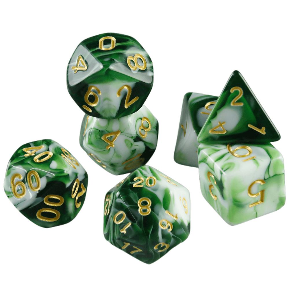 

DND Dice 7 шт. Многогранные игральные кости для ролевых игр в настольную игру зелёный