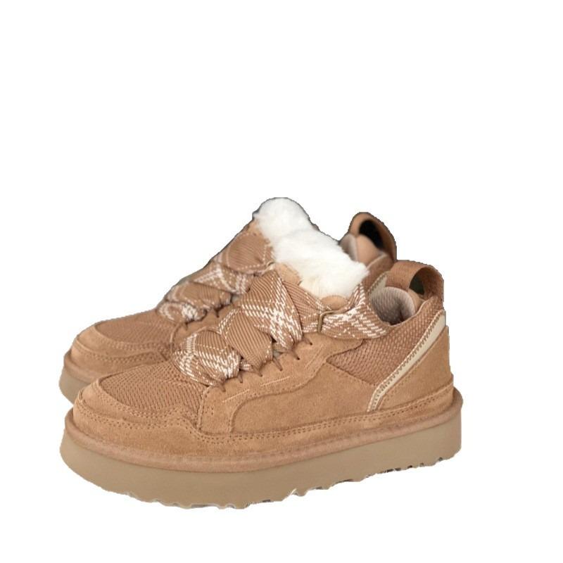 Dámské sněhule nové zimní s integrovanou fleecovou podšívkou, zateplené šněrovací kotníkové boty, teplé bavlněné boty