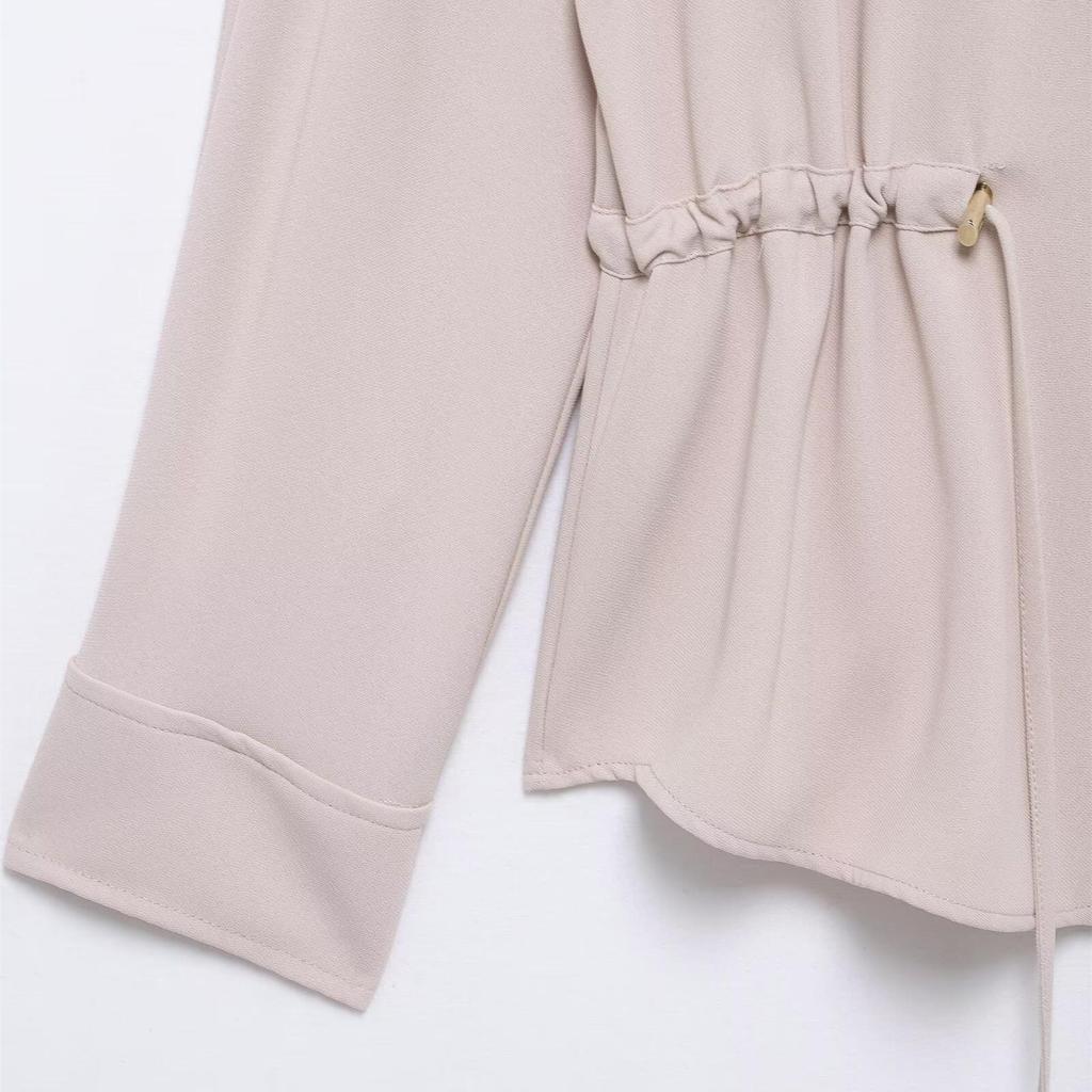 Spring 2025 Women's Slim Fit Drawstring Waist Workwear Shirt