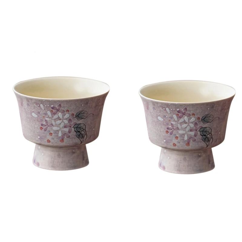 120ml Hand Painted Hydrangea Porcelain Kettle Purple With Handle Small Teapot Tea Ceremony Set Tea Jasmine Teaware Type
