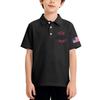 Kids Short Sleeve Polo Shirt Casual Everyday Wear Independence Day Print Tee Shirt with Button Collar and Embroidered Sleeve Patch for Boys