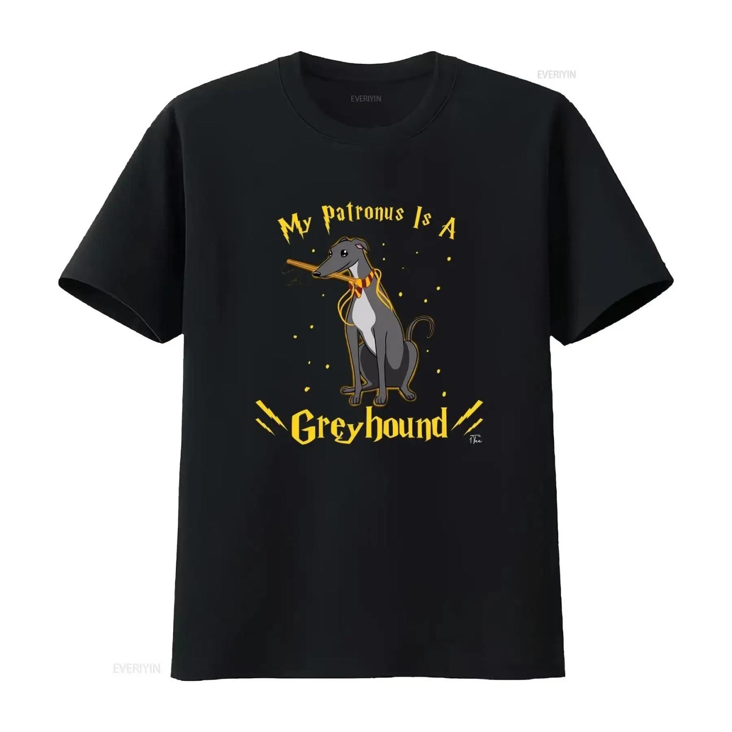 1T T Shirt s My Patronus Is A Greyhound Dog vintage Washed graphic Soft Slightly Comfortable streetwear Stretched Casual S чёрный