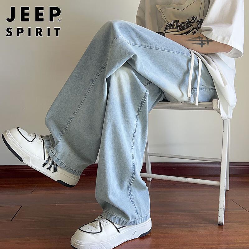 JEEP SPIRIT Men's Straight Wide-Leg Jeans
