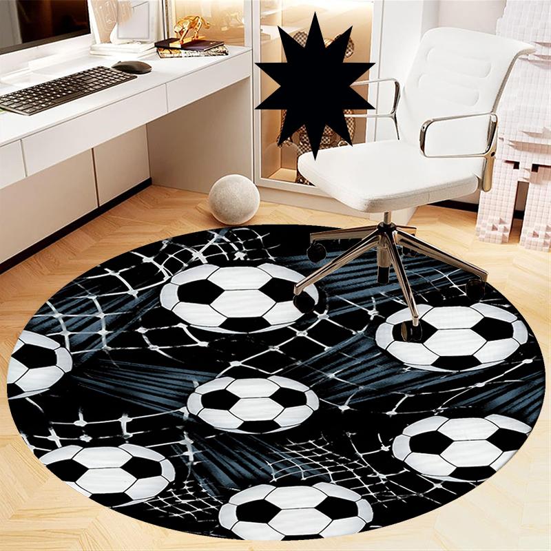Fußball bedruckter runder Teppich Teppich Stuhlteppich Läufer Eingang Fußmatten, für Bürostuhl Wohnzimmer Schlafzimmer Küche.
