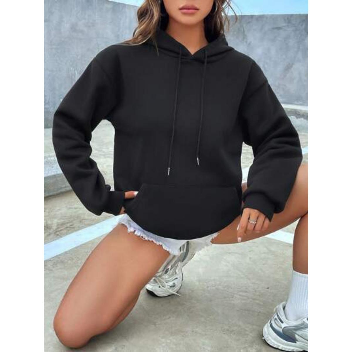 

Женская толстовка из флиса светло-зеленого цвета с передним карманом - Пуловер Shuji, Повседневная толстовка, машинная стирка, Пуловер с капюшоном | Бархатная толстовка M чёрный