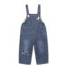 LUSON Baby Girl Appliqué Denim Overalls