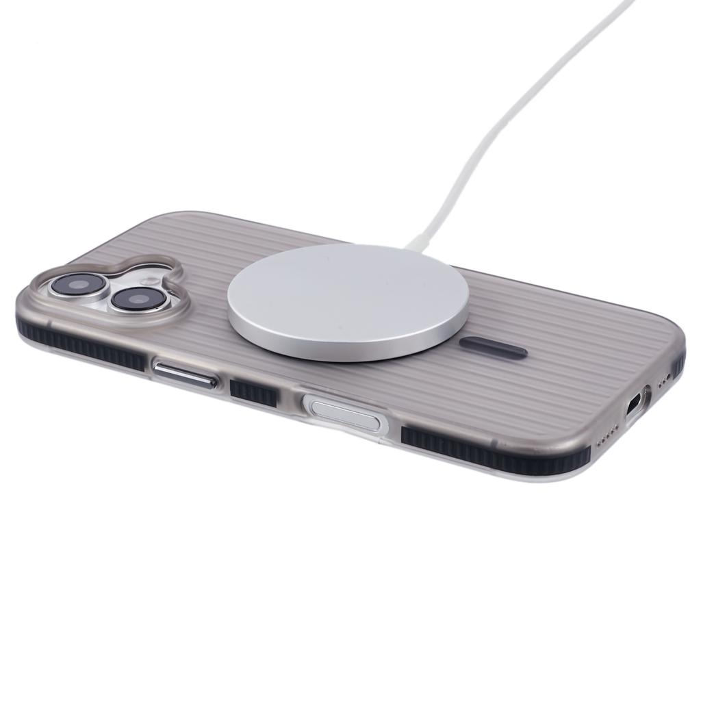For iPhone 16 Plus Case Corrugated Texture Phone Cover PC Shell Compatible with MagSafe