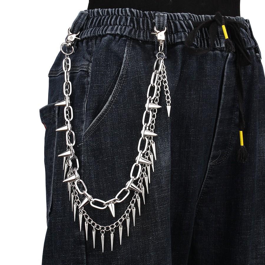 Chaîne de taille multicouche Hip Hop Punk Métal Rivet Bijou pour Performance Scénique
