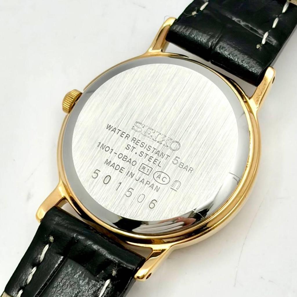 [Good Condition/New Battery] SEIKO Ladies Watch Gold 1N01-0BA0 501506 New Belt