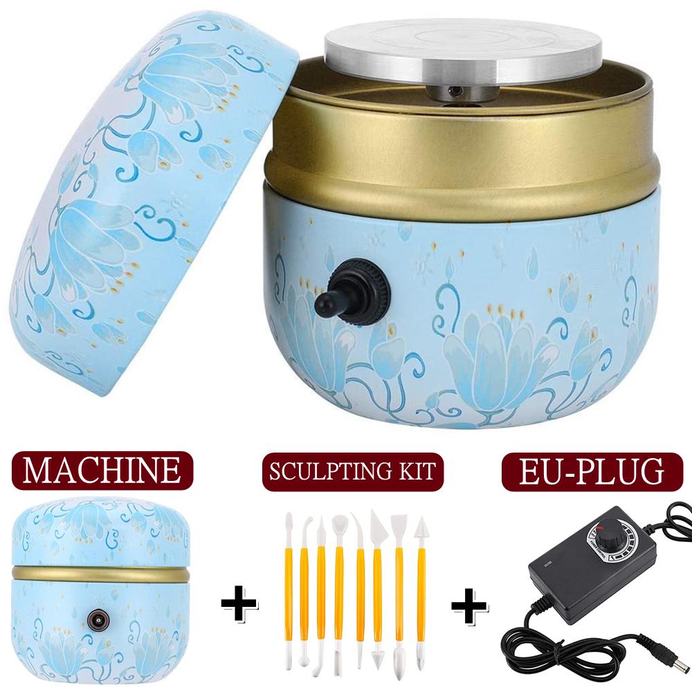 Electric Pottery Wheel Machine with Turntable+Sculpting Kit, DIY Clay Tools Mini Pottery Forming Machine for Arts Crafts Ceramic