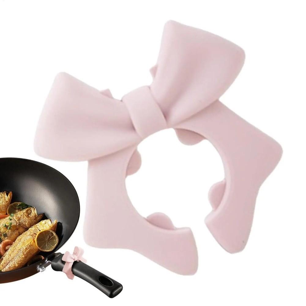 Bow-knot Silicone Spoon Holder Silicone Construction Pan Clip Rack Convenient Spoon Rest  Cooking