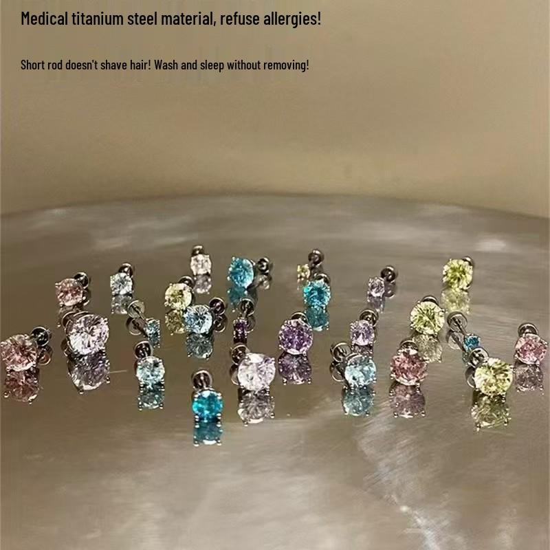 Blitz Zirkon Krallen Ohrstecker - Titanstahl, Schraubverschluss Luxus Muschel Ohrstecker für Damen