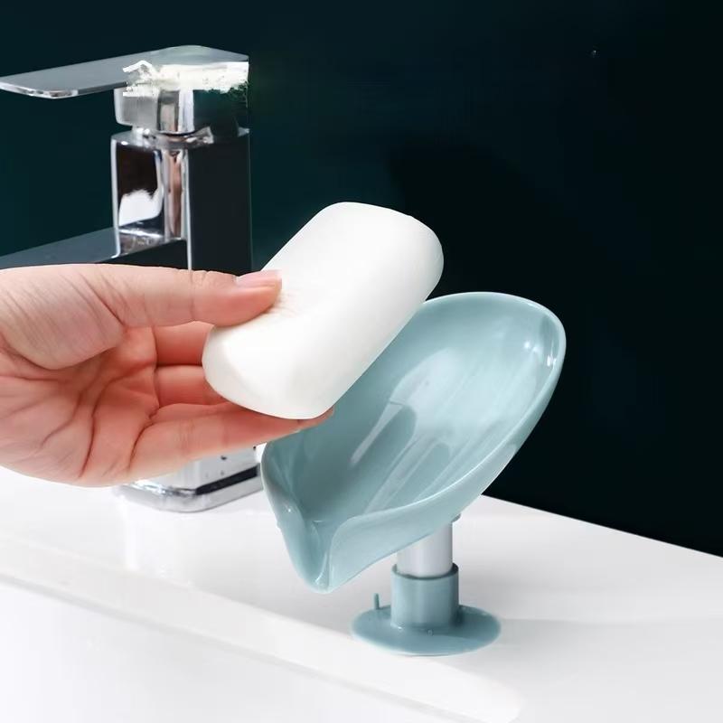 Drying Rack for Shower Sponge Container Kitchen Bathroom Accessories Drain Soap Holder Leaf Shape Soap Box Suction Cup Tray