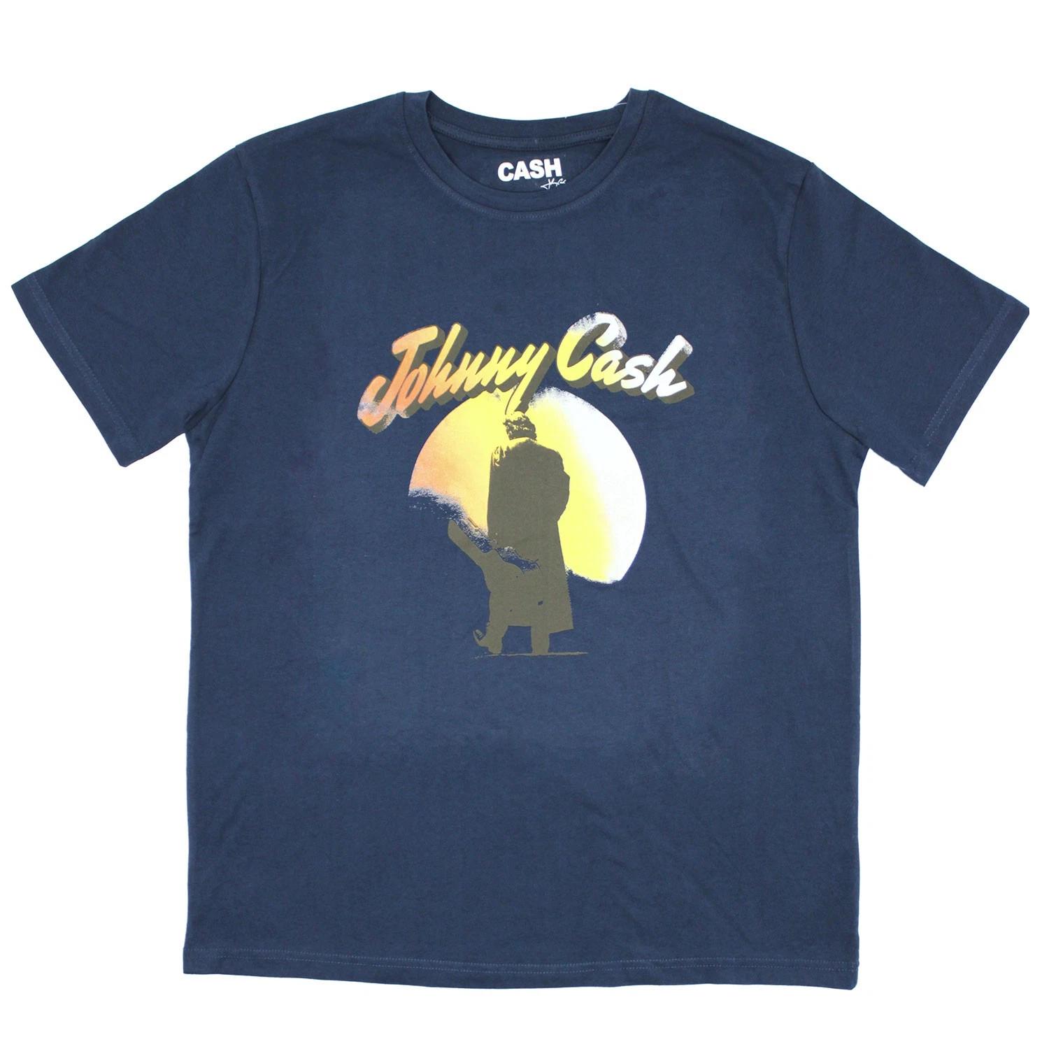 Men s Johnny Cash Walking Guitar T-shirt X-Large Navy XXXL